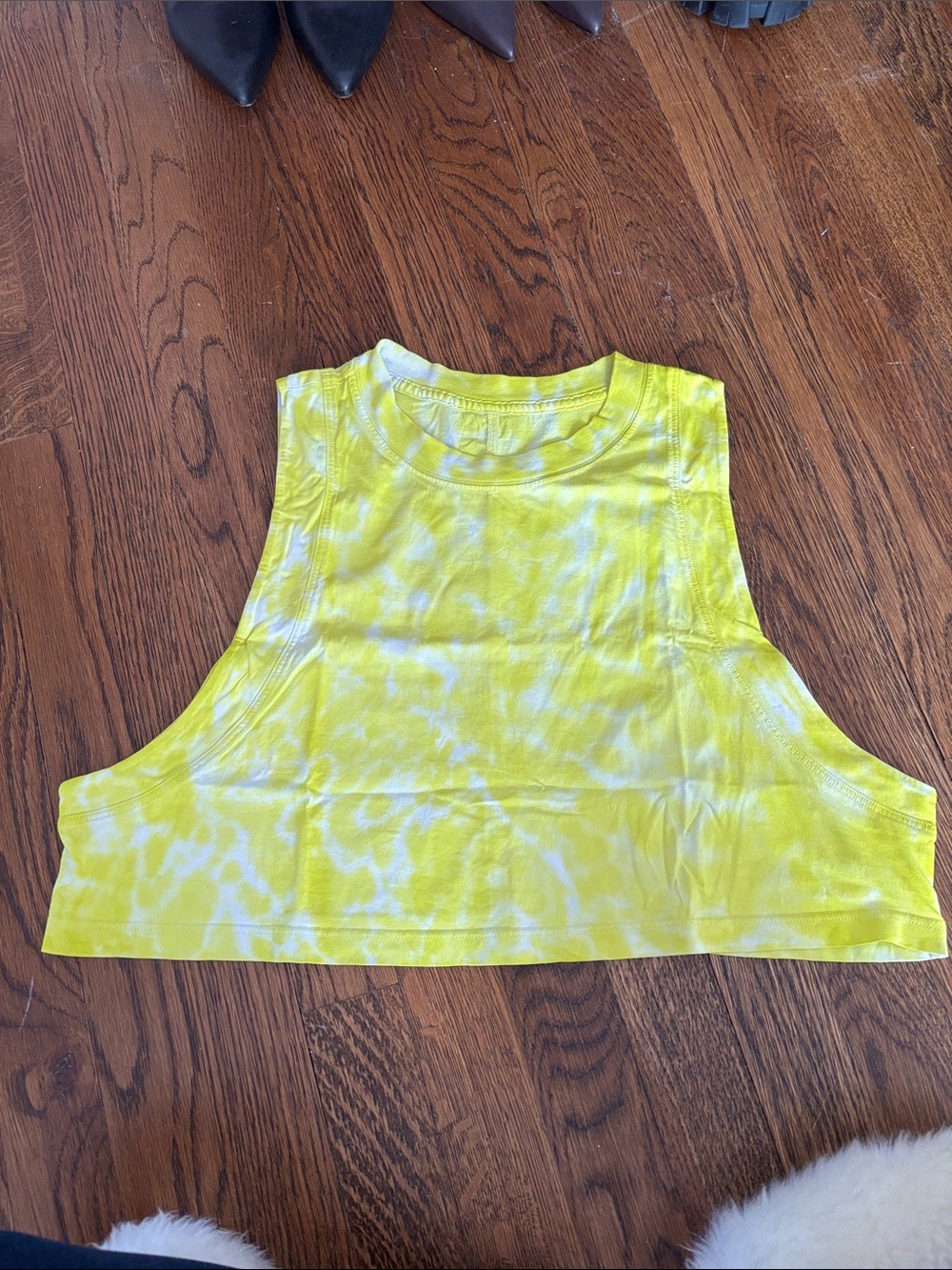 lululemon athletica Yellow Tie-Dye Cropped Tank